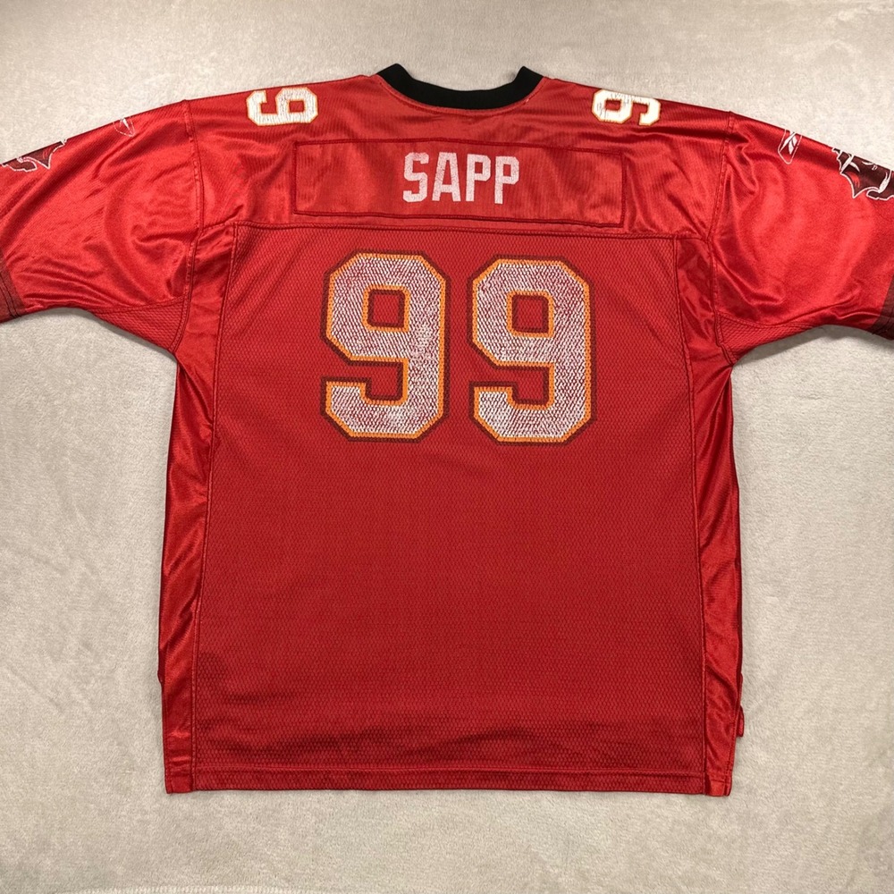 Vintage Tampa Bay Buccaneers Jersey Mens XL Red Warren Sapp #99 NFL Football 00s - Picture 6 of 9